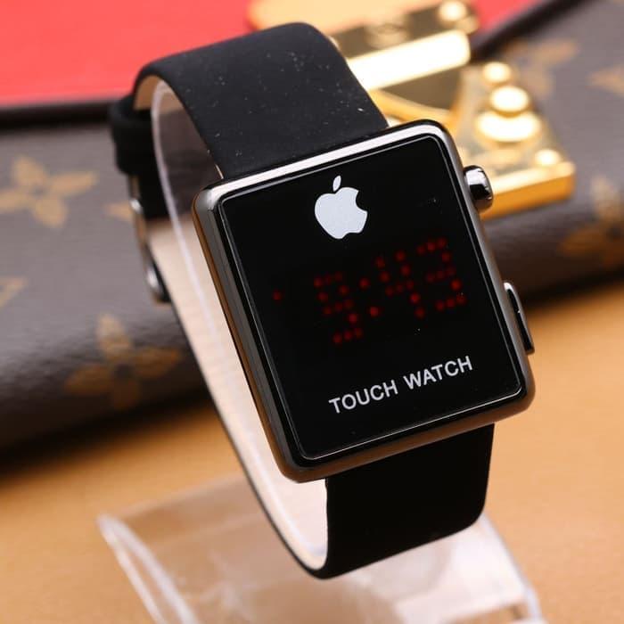 Jam Tangan Fashion Wanita Iphone Kotak Touch Screen Beludru Hitam