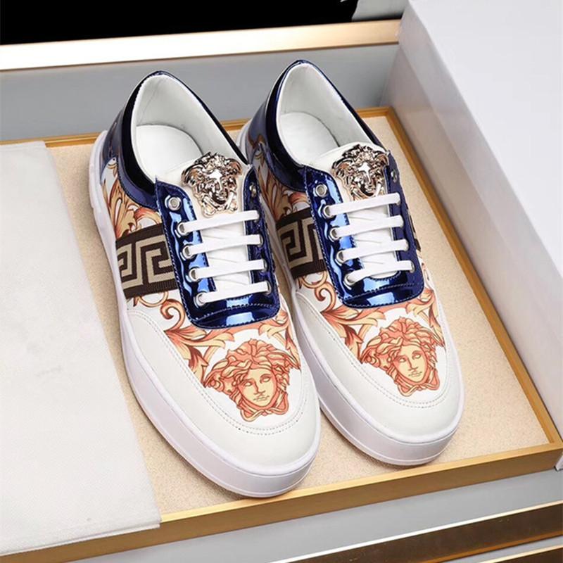 V Ersaceeuropean Station-Sepatu Kasual Olahraga/Baju Berbahan Kulit Lapisan/Dicetak Medusa Pribadi Eropa dan Amerika Sepatu Fashion