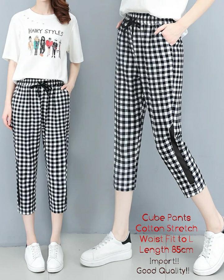 Novi.olshop PANTS IMPORT CUBA KOTAK ( Good Quality ) Celana legging Wanita / LIST Celana List Wanita/ Celana Fashion Wanita/ celana wanita/celana legigng wanita / CELANA JEGGING LIST IMPORT ASLI BAHAN PREMIUM / Celana Panjang / Legging Jeans