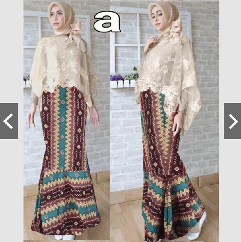 TotallyGreatShop Setelan Kebaya Batik Pesta Wanita Mermaid - Kebaya Pesta Modern Mewah - Kebaya Cape Brukat Brokat Gold - Gamis kebaya Jumbo - Fashion Baju Batik Silk kebaya kondangan Muslimah Hijaber Hijab jilbab - Batik Pesta Pekalongan Solo ihgold