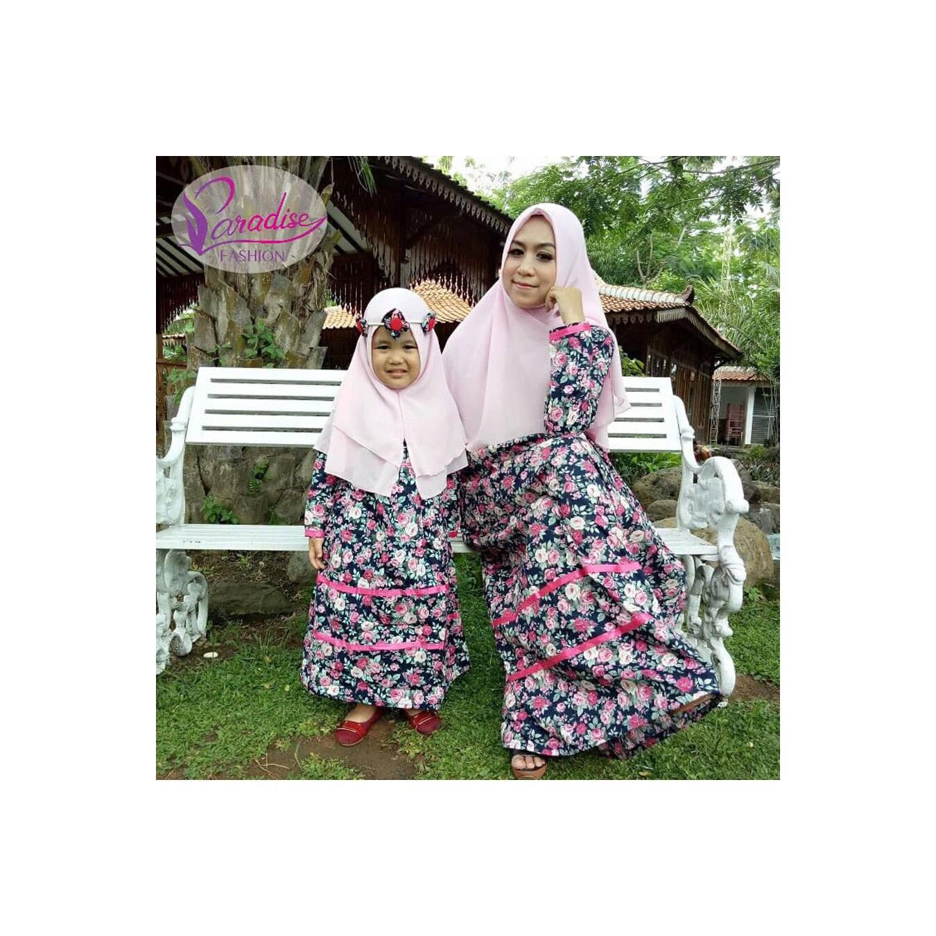 Gamis Zara Baju Muslim Couple Ibu Anak Katun Jepang Jilbab Khimar 1