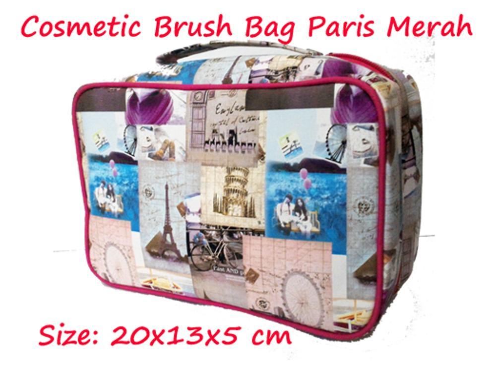 Tas Kosmetik Paris Lis Merah 5 Pouch dengan Cermin Murah Berkualitas Awet dan Luas