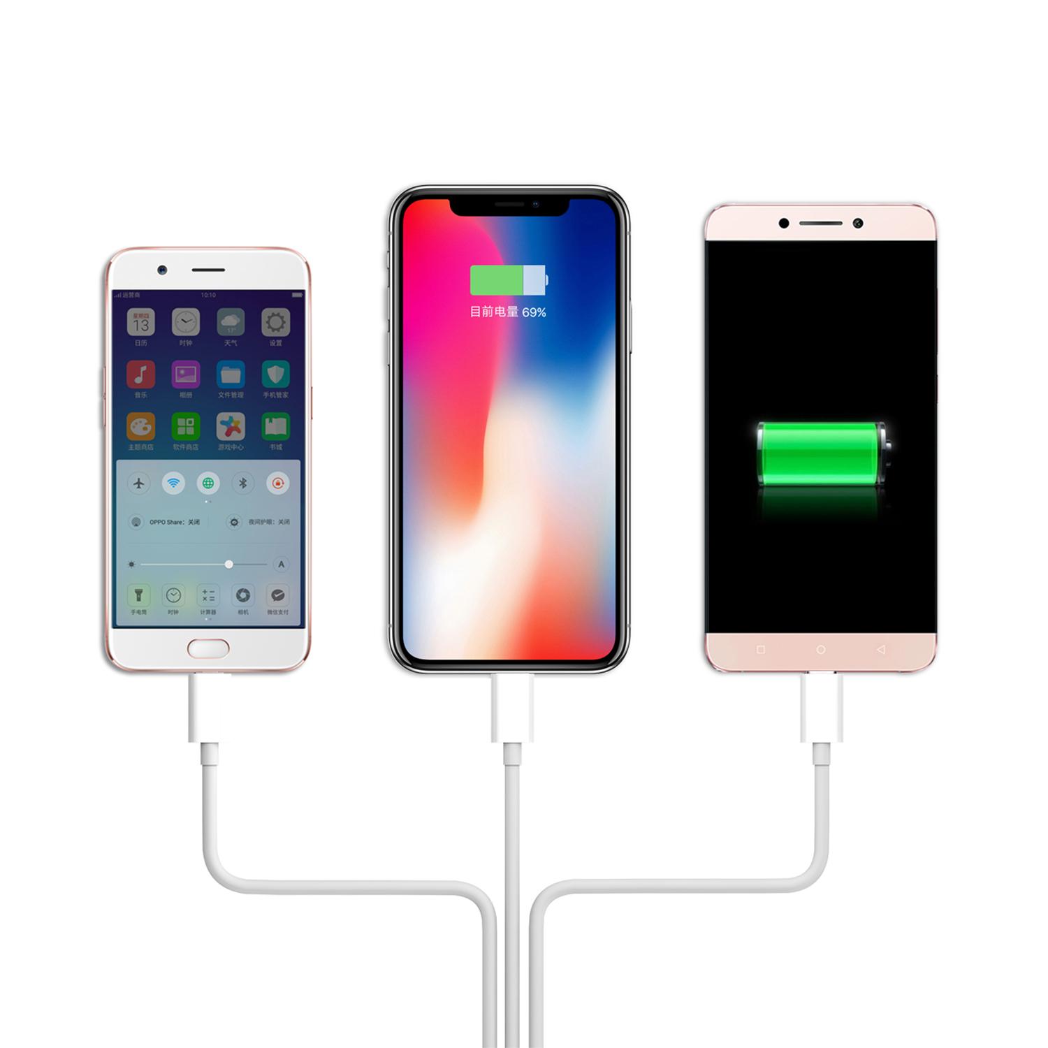 3 in 1 USB Date Cable 8pin Type C Micro For iPhone X 8 7 6 6S iPad iPod Android Samsung LG Nokia Fast Charging 3-in-1