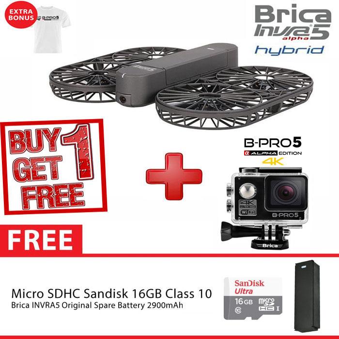 BRICA INVRA5 Hybrid / INVRA 5 Hybrid Personal Drone Full HD 4K WIFI AirSelfie Deluxe 16GB - White - Garansi Resmi 1 Tahun