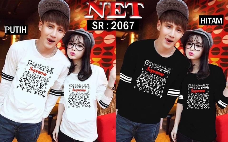 COUPLELOVER-T-SHIRTS COUPLE SUPREME LVBLOCK LENGAN PANJANG SUDAH SEPASANG (PRIA L+WANITA M) NEW FASHION KAOS KAPEL BAJU KEMBARAN
