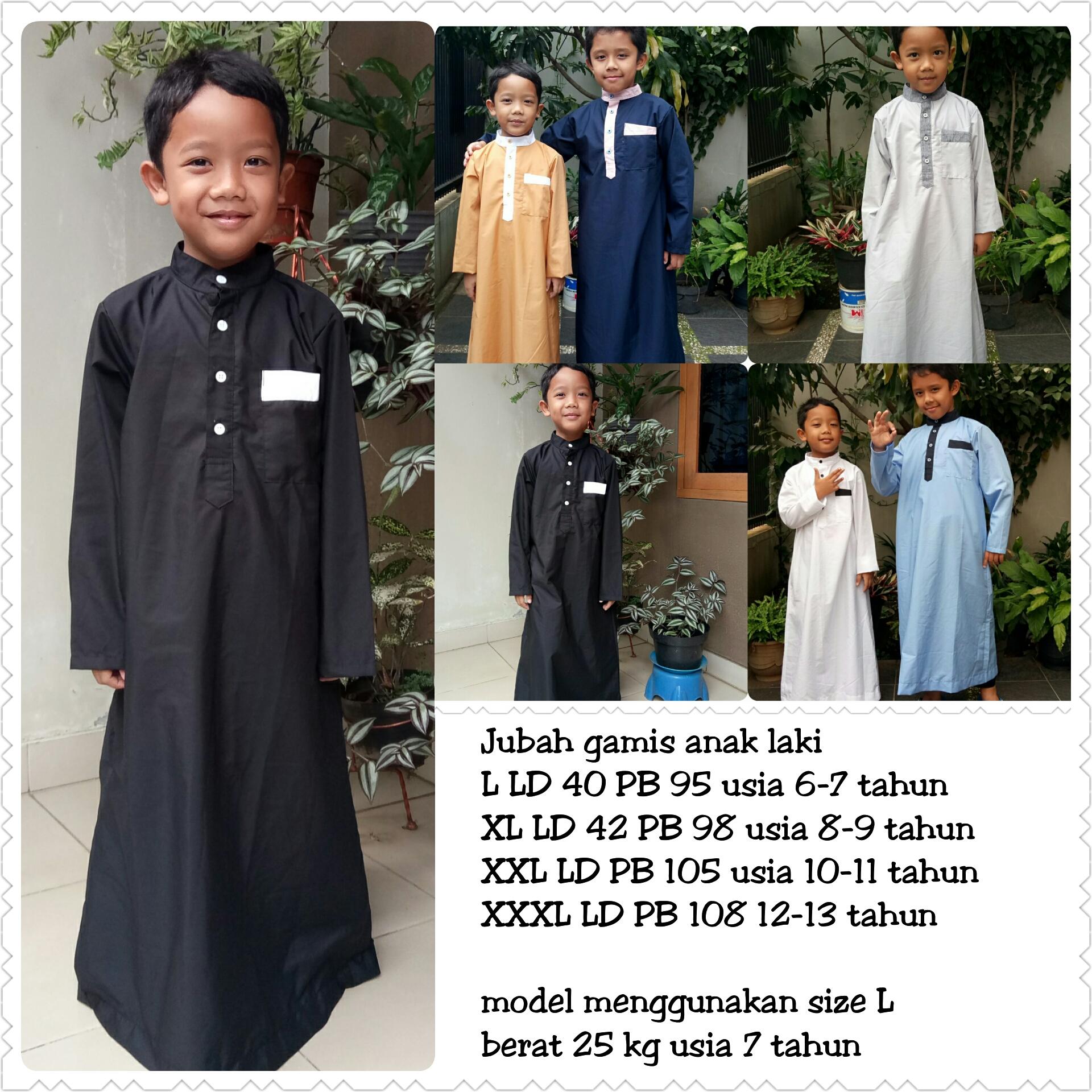 Jubah Gamis Anak Laki-Laki 6-12 tahun - HITAM-