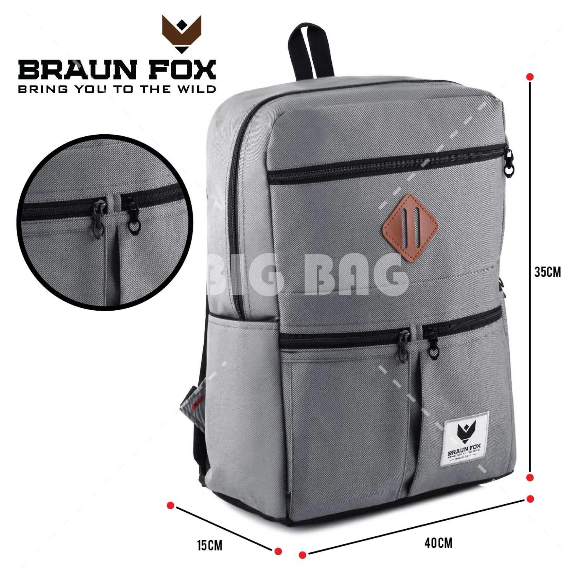 Tas Ransel Braun Fox Boston X Casual Dailypack Tas Laptop Backpack - Grey Tas Pria Tas Kerja Tas Sekolah Tas Fashion Pria