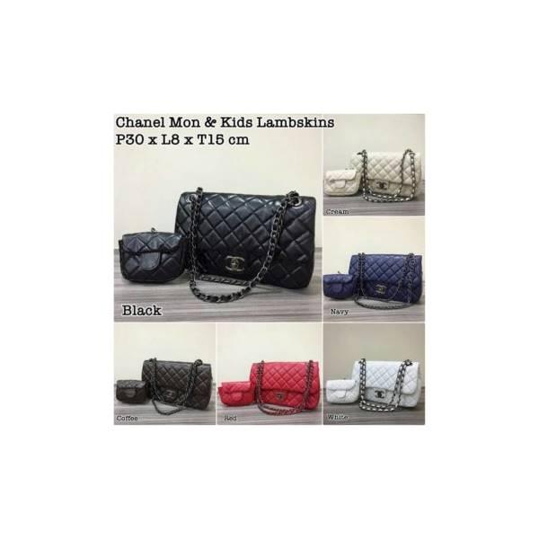 TAS CHANEL MOM & KIDS LAMBSKIN