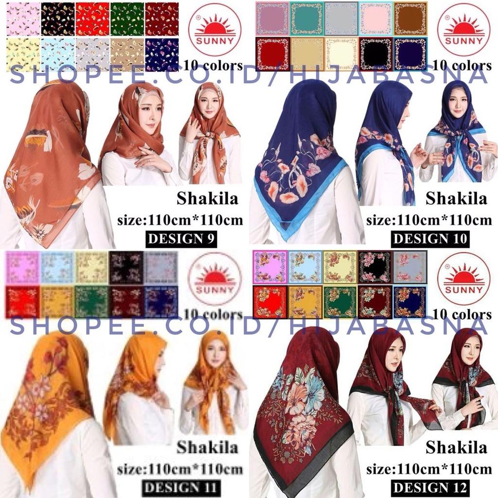 TERMURAH!! JILBAB SEGIEMPAT SHAKILA BY SUNNY MOTIF PRINT PARIS SCARF KERUDUNG ( BUKAN UMAMA MOTIF )