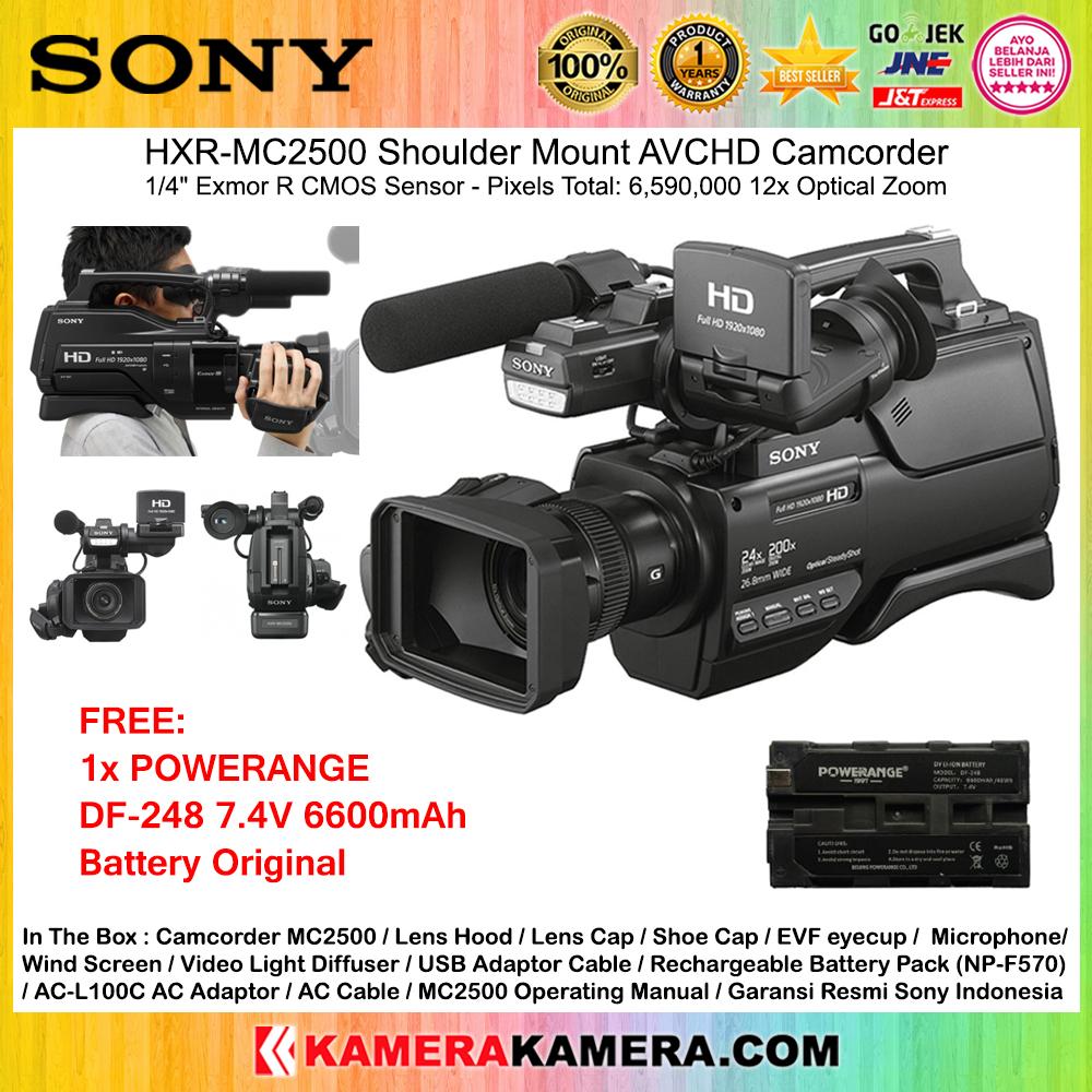 SONY HXR-MC2500 Professional Camcorder MC2500 WiFi CMOS Sensor HD Garansi Resmi Sony + Powerange DF-248 7.4V 6600mAh Battery Original