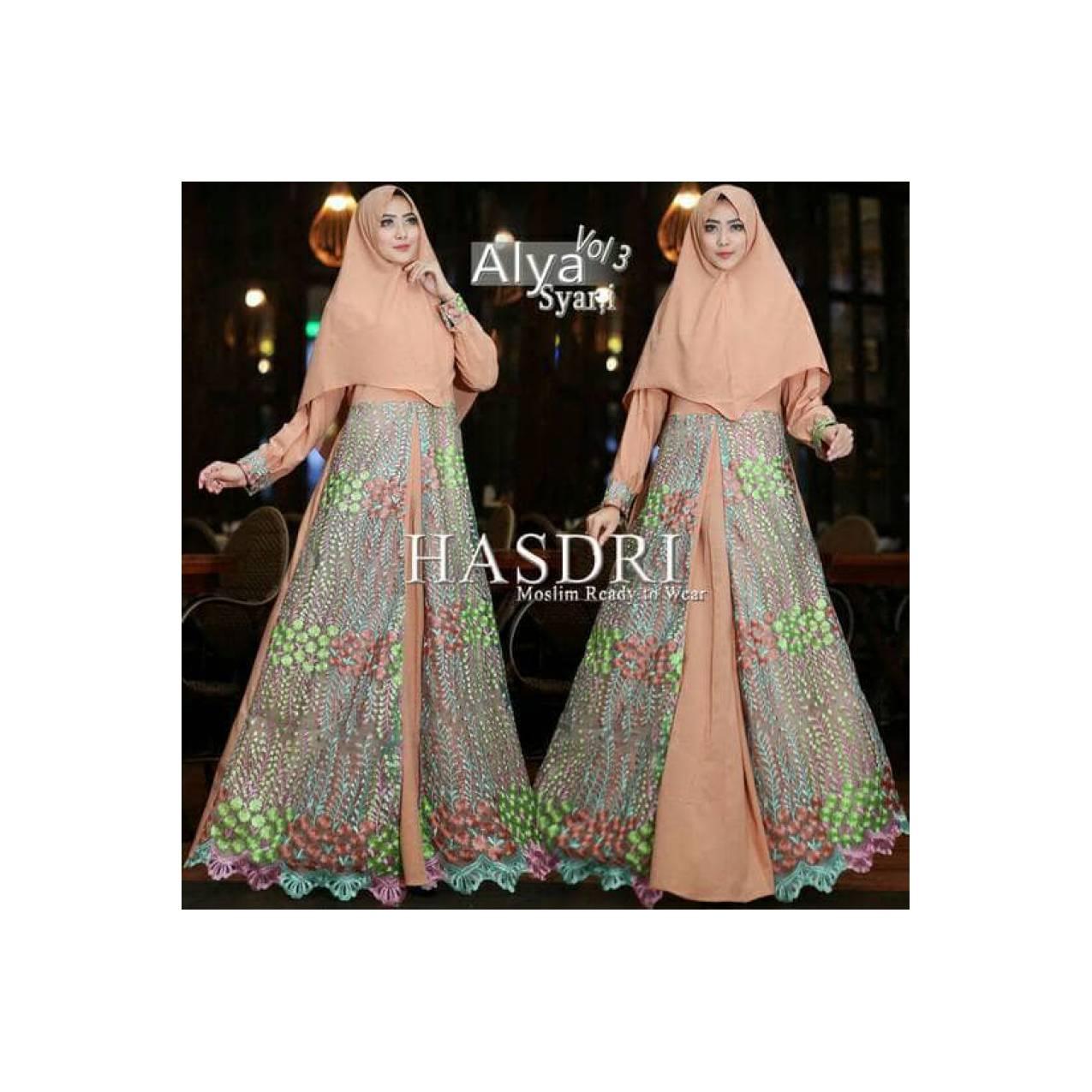 Gamis multicolor brokat premium butik