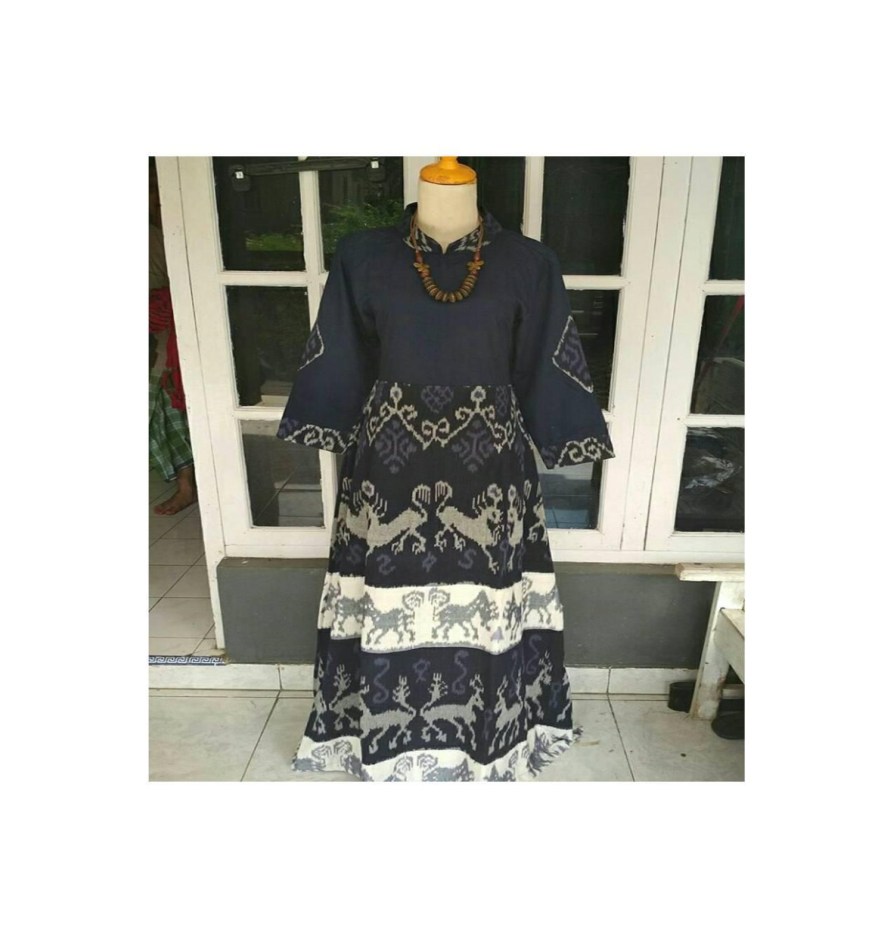 Gamis Batik Etnik Tenun Troso Handmade Kombinasi