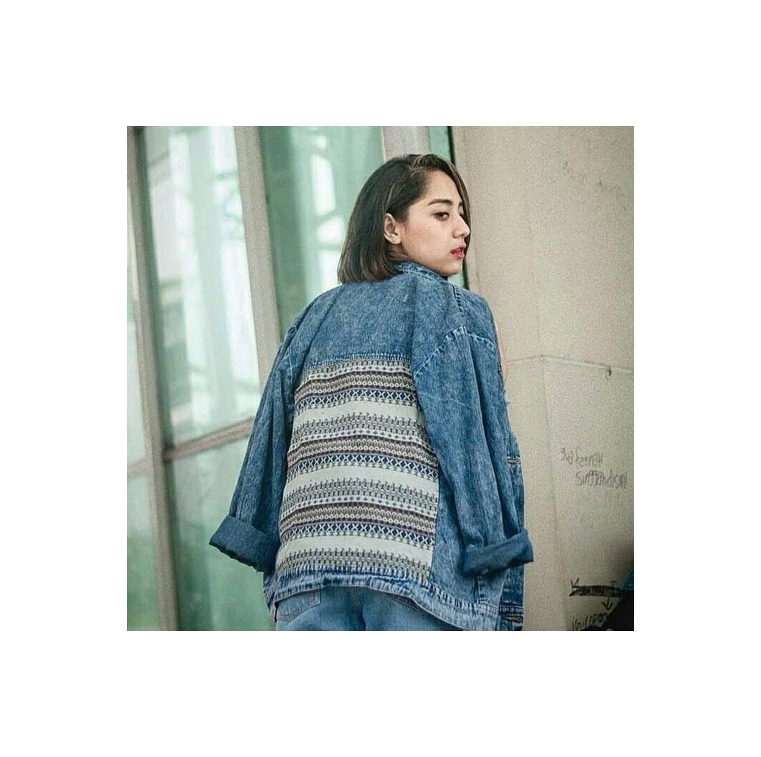 JAKET JEANS WANITA MURAH JAKET UNIK OUTER CEWEK TRIBAL JACKET BURUAN