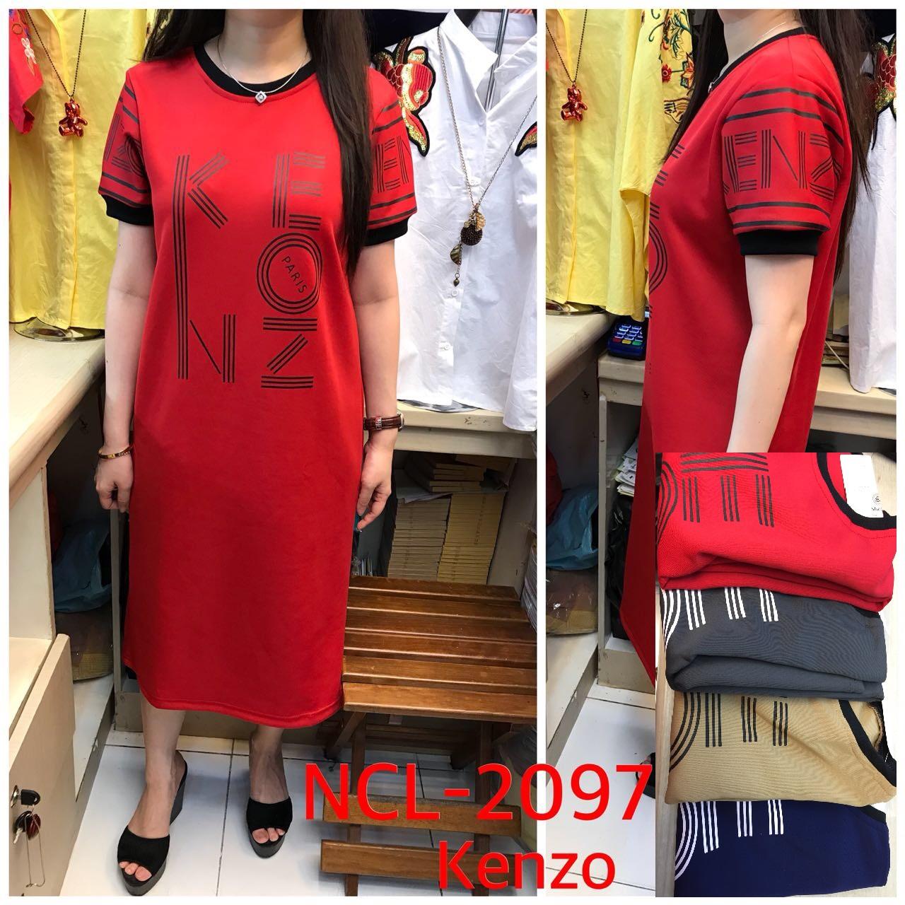 NCL 2097 Kenzo Long Dress Premium scuba import stretch tebal halus adem fit XL LD 105 baju kekinian