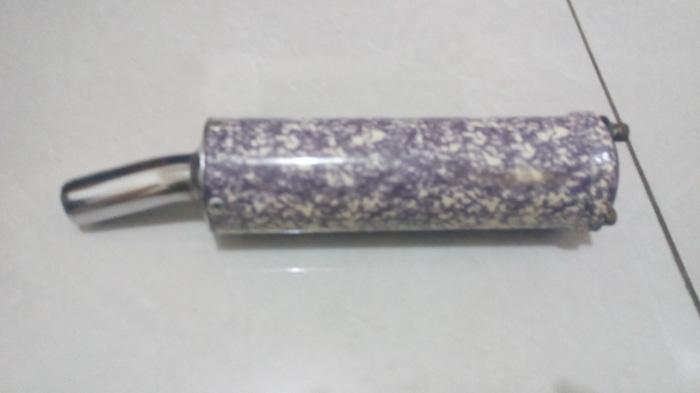 SILENCER KNALPOT 2 TAK MOTIF BIRU PENDEK