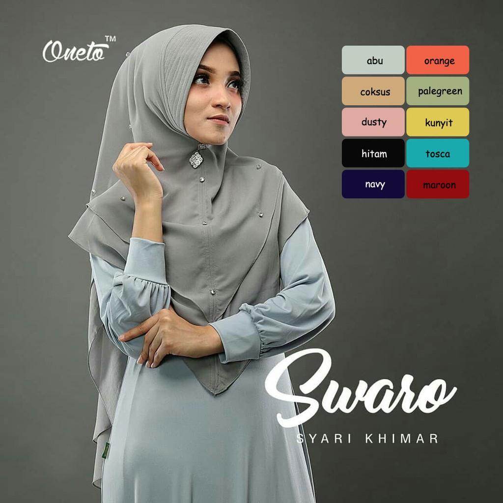 ONETO SWARO SWAROWVSKY / FASHION WANITA / GAMIS MURAH / JILBAB / KERUDUNG / INSTAN / JILBAB SYARI (DUSTY)