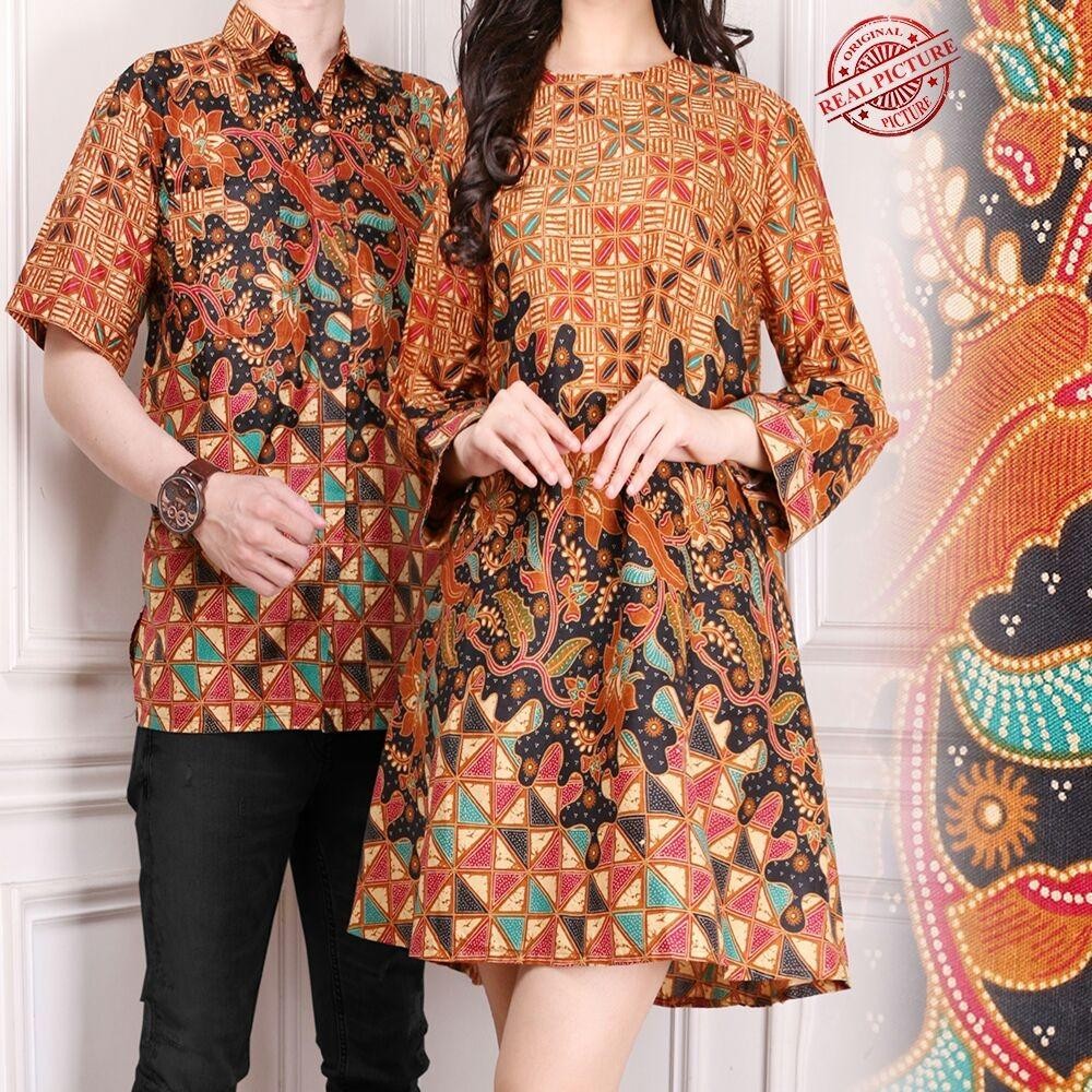 Cj collection Couple batik dress maxi pendek atasan blouse long tunik kemeja wanita mini dress dan atasan kemeja pria shirt Risa
