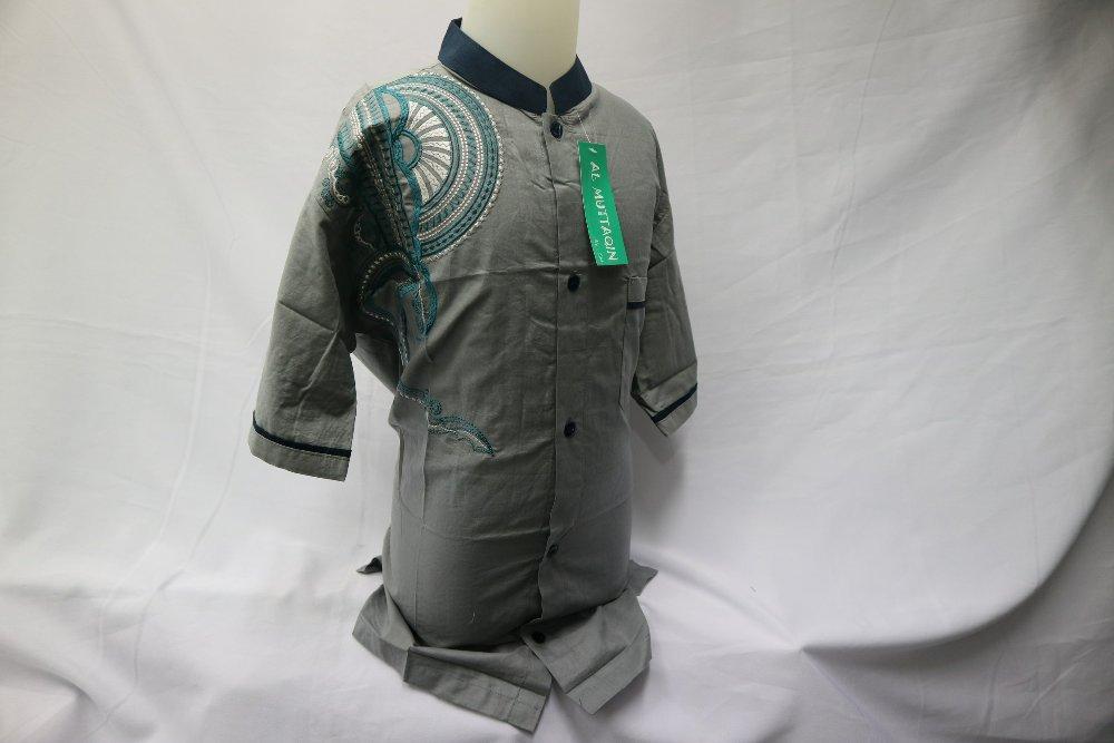 Baju Koko Abu Anak Laki Muslim Lengan Pendek Bordir Gamis Anak Muslim Pakaian Anak SD Dan SMP Al Muttaqin KKT 055 di lapak Al Muttaqin Collection produsenbajukoko