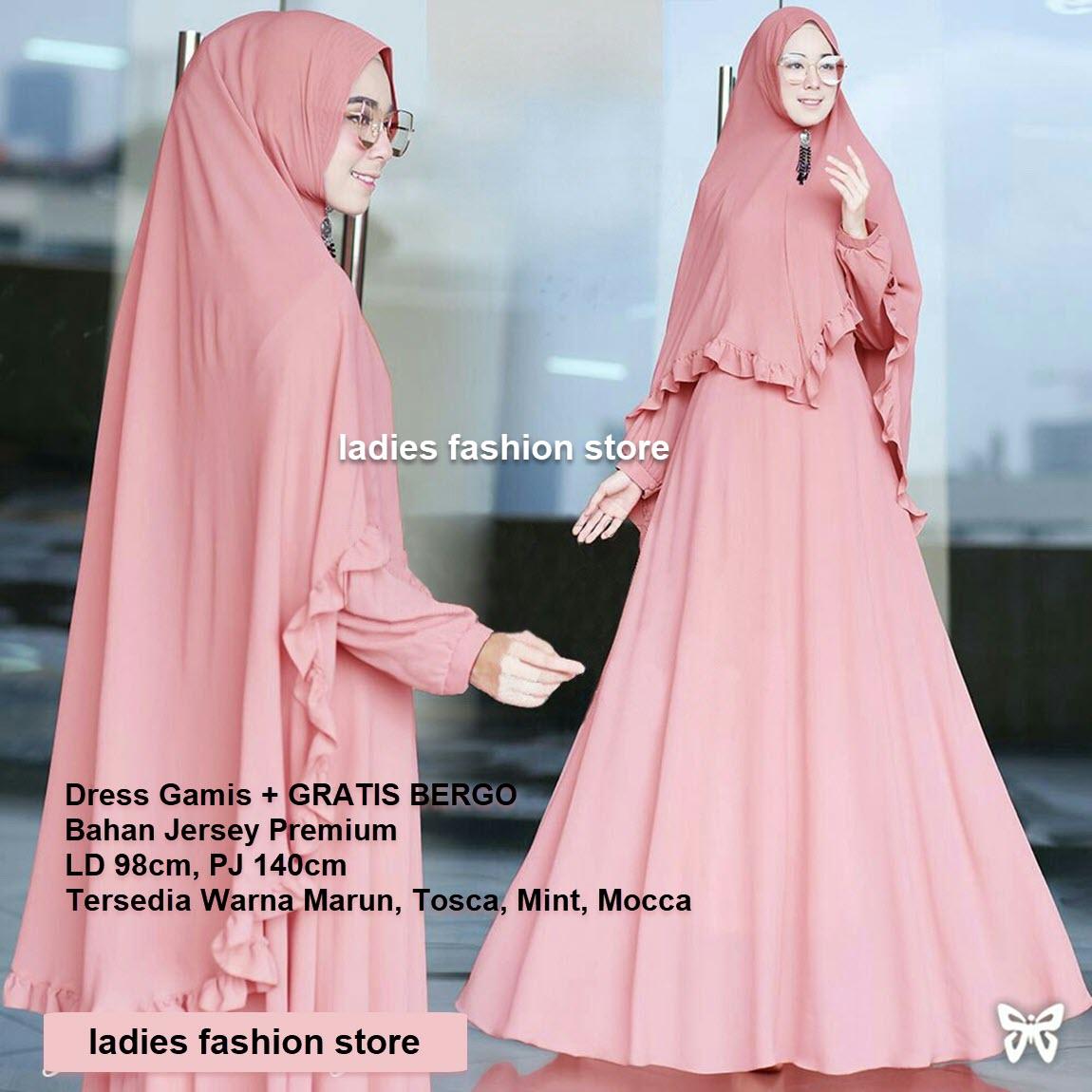 Setelan Gamis Muslimah Wanita GRATIS Bergo / Baju Gamis Modern / Gamis Wanita Model Baru / Gaun Gamis Murah / Terusan Dress Gamis / Baju Syari Terbaru / Pakaian Gamis Pesta / Gaun Murah / Atasan Gamis Tertutup / Gamis SS (anitaju) - MINT MOCCA PEACH MARUN