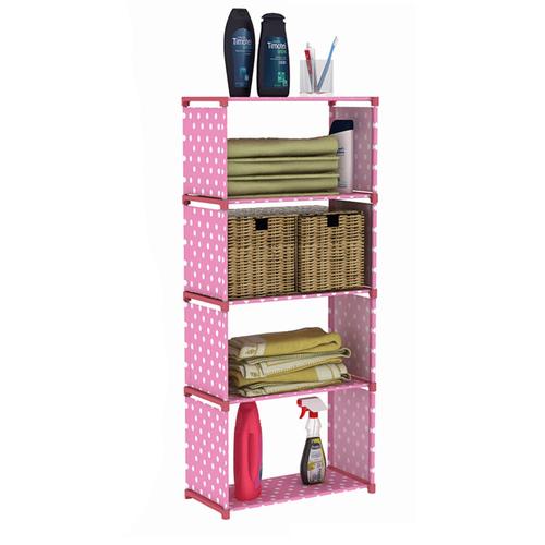 Rak Portable Serbaguna 5 Susun 4 Ruang Tinggi 144cm x Panjang 50cm - Pink Polkadot