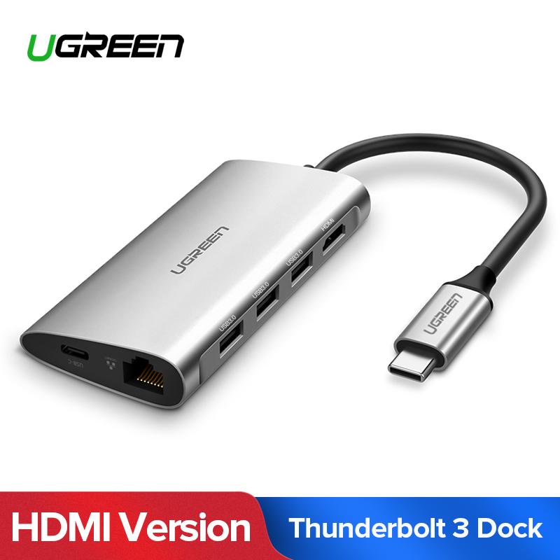 UGREEN 8 in 1 USB HUB All in One USB-C to HDMI Card Reader RJ45 PD Adapter for MacBook Samsung Galaxy S8 /S9/Mate 10/ RAZER /HP Evny 13/ Xiaomi Air/Dell XPS13/XPS15 and so on (HDMI Version) Silver