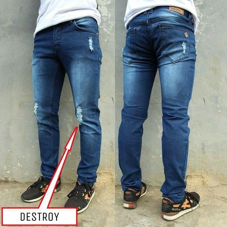 Celana Jeans sobek Full Metal