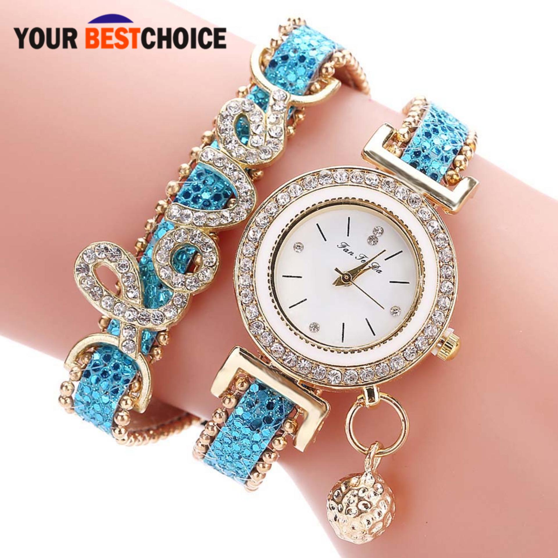 YBC Fashion Jam Tangan Wanita Multi Layer Gelang QUARTZ Jam Tangan-Intl
