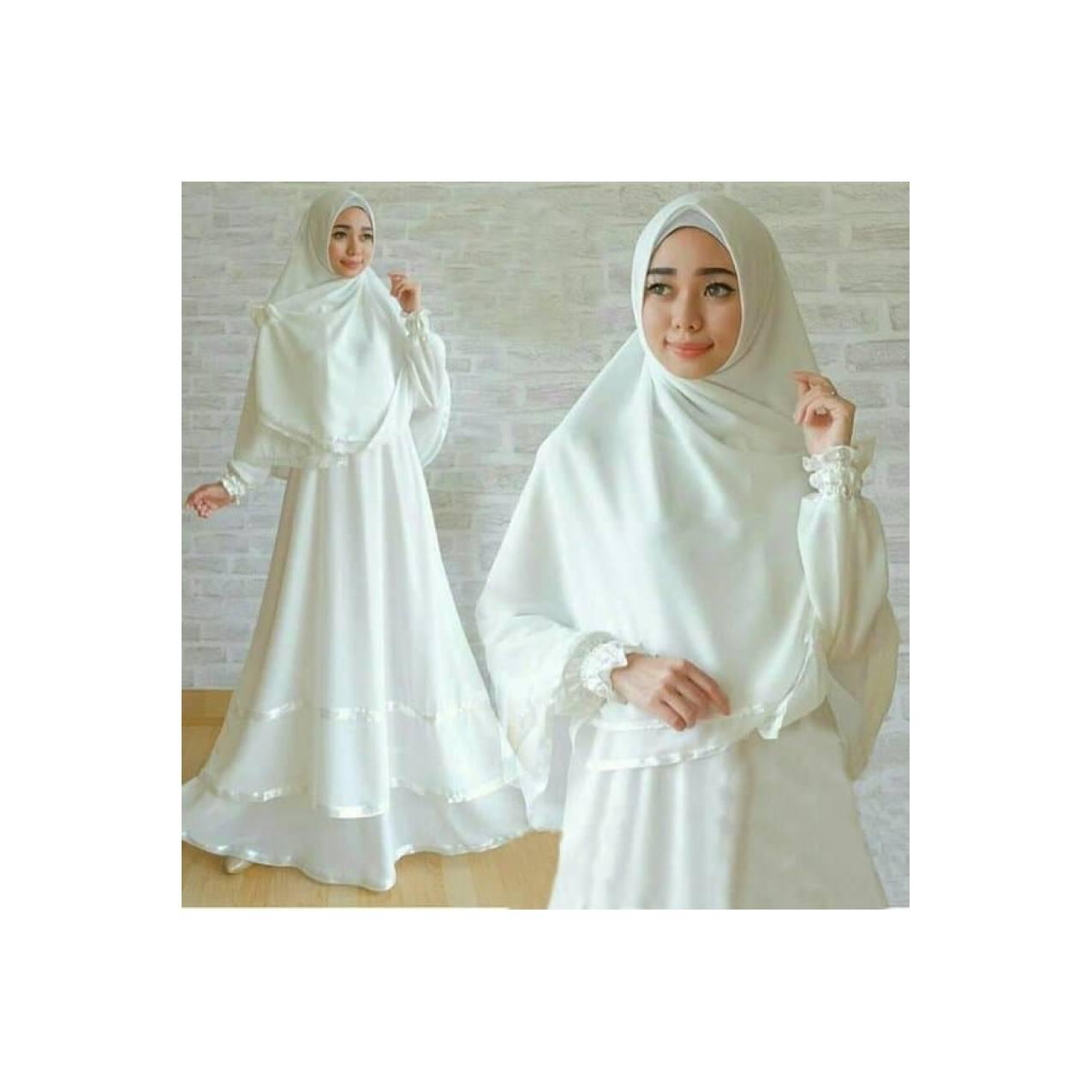 Anggun Syari White gamis busui syari Warna Putih busana Muslim