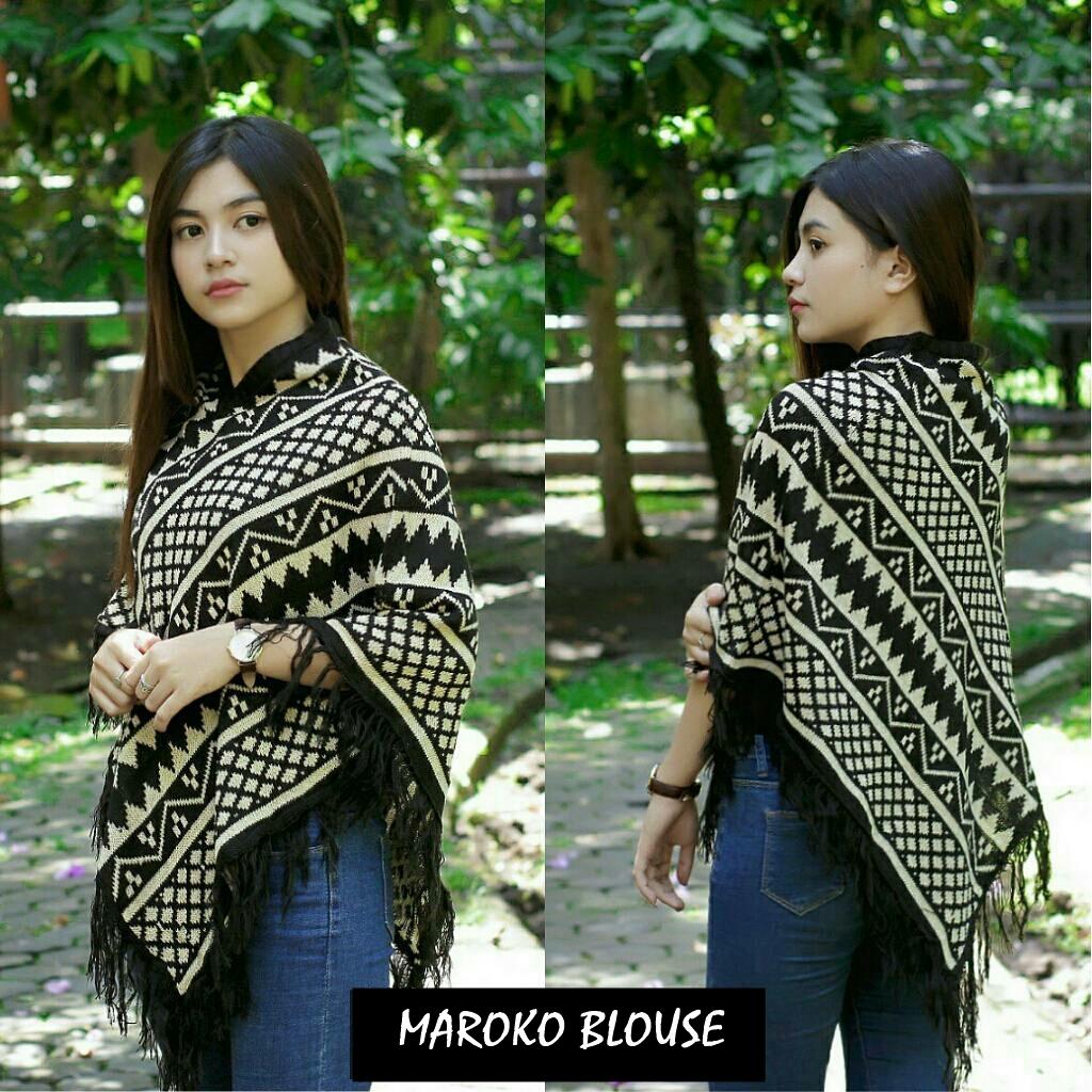 MAROKO BLOUSE ||| loekita ||| grosir jaket sweater baju atasan blouse rajut hijab terbaru kekinian wanita murah