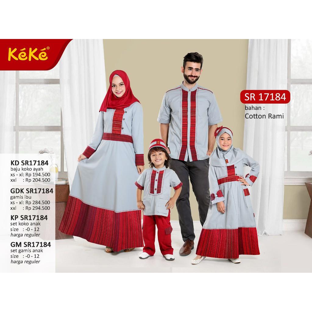 (size 6 - size 12) Koko Gamis Anak Busana Muslim KeKe Sarimbit Keluarga Couple SR4 MERAH/DONGKER/ABU (Gamis Anak Size 11)