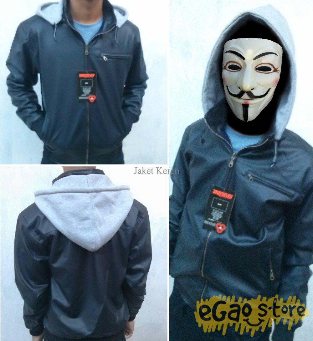 Jaket Kulit Sintetis Hoodie / Jaket Semi Kulit Kupluk di lapak Grosir Jaket Kulit Garut grosirjaketkulitgarut