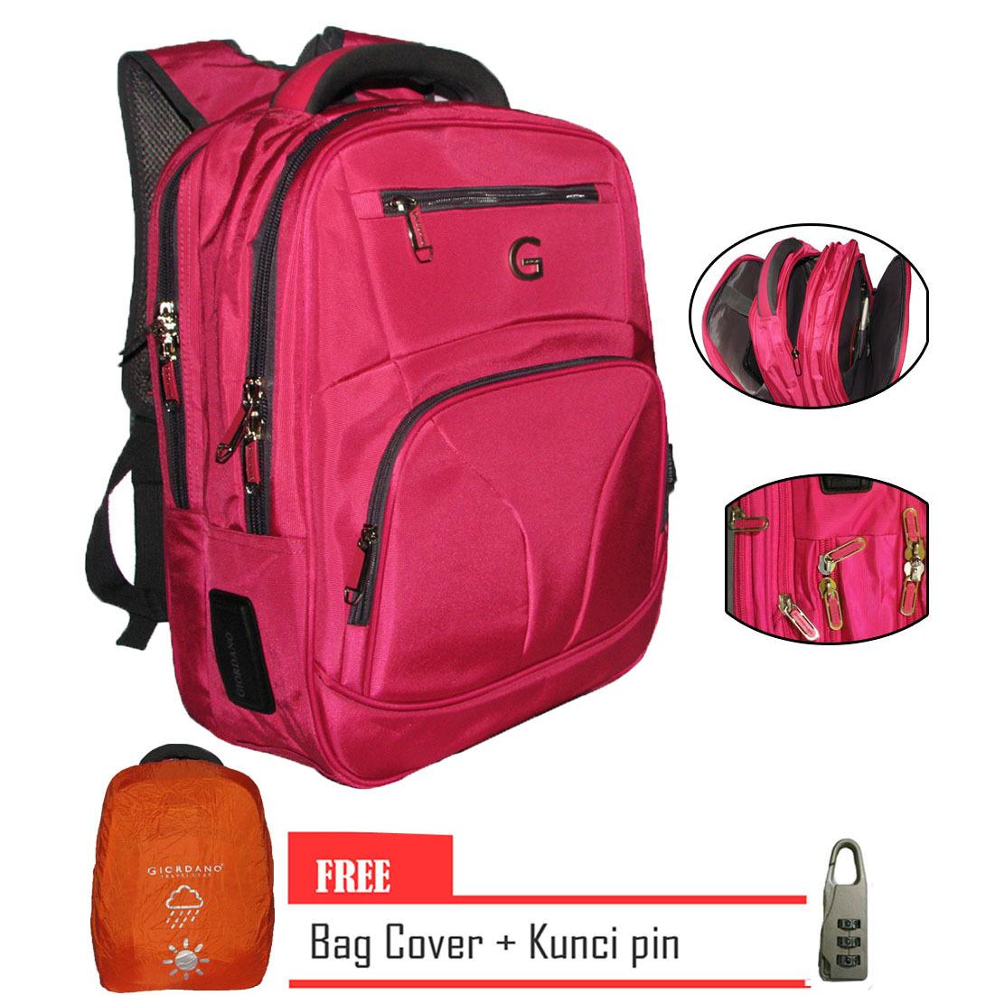Giordano Backpack Laptop Original Import Free -PINK Dengan Kunci Pin