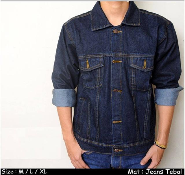 Jaket Pria Biru Dongker / Jaket Jeans Navy / Jaket Denim Levis Biru Tua Garmen Wash