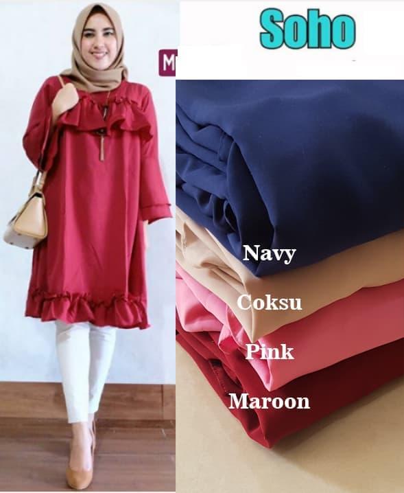 Baju Atasan Wanita Soho Tunik Blouse Baju Muslim Blus Muslim - latte ./baju wanita model baru barangnya bagus lembut ./ dan harganya murah barang berkualitas.