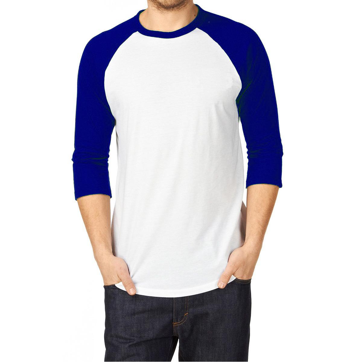 Kaos Polos RAGLAN - Putih/Biru