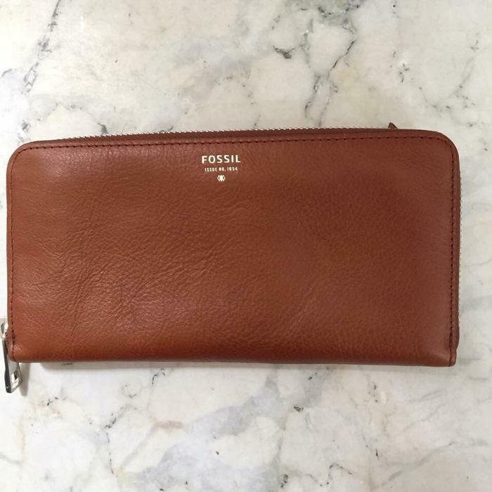jual dompet fossil sydney long wallet brown original