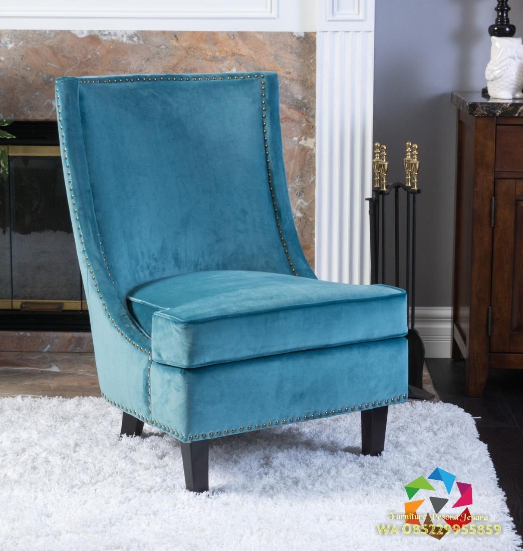 Kursi sofa single blue