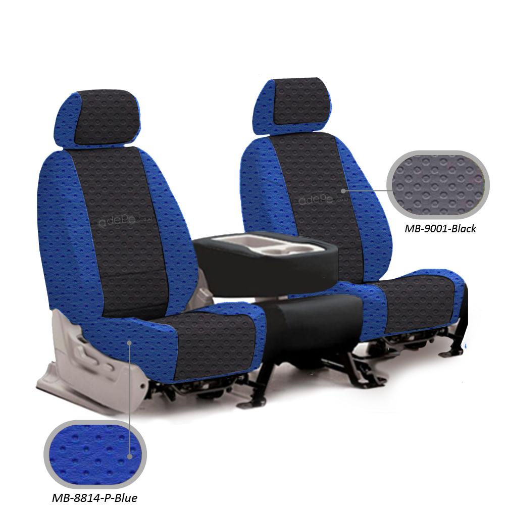 Sarung Jok Mobil Grand Livina - Semua Baris - Bahan Porsche ( Black - Blue )