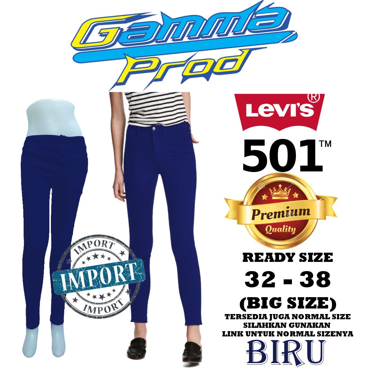Celana Soft Jeans LEVIS 501 BIRU Skinny WANITA PREMIUM Zipper YKK BIG SIZE