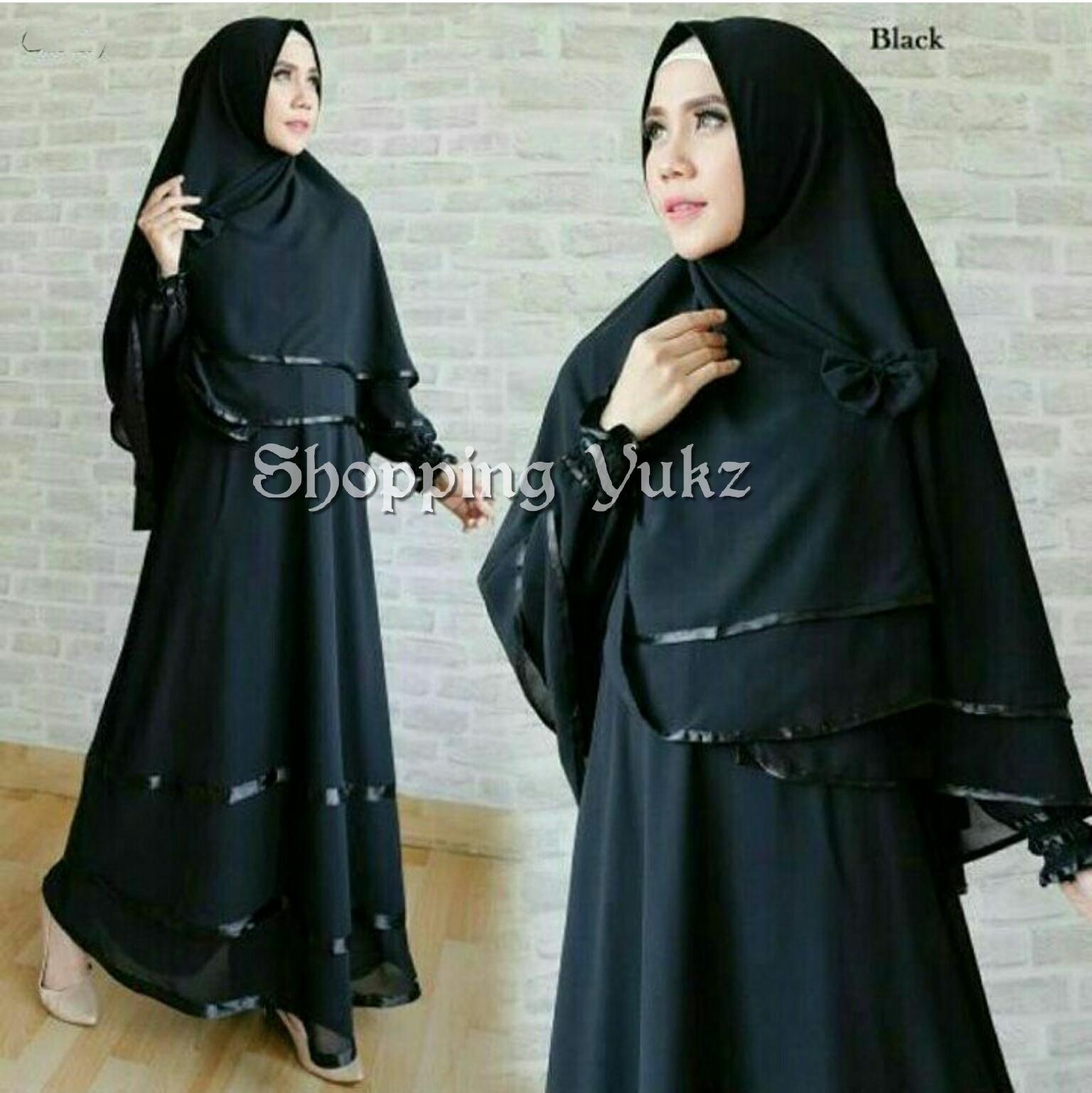 Shopping Yukz Baju Gamis Muslim Syari FITRI - HITAM ( Dapat Jilbab ) /Dress Muslim / Fashion Muslim / Baju Muslimah / Gaun Muslim / Gamis Wanita / Hijab Muslim/ Gamis Murah