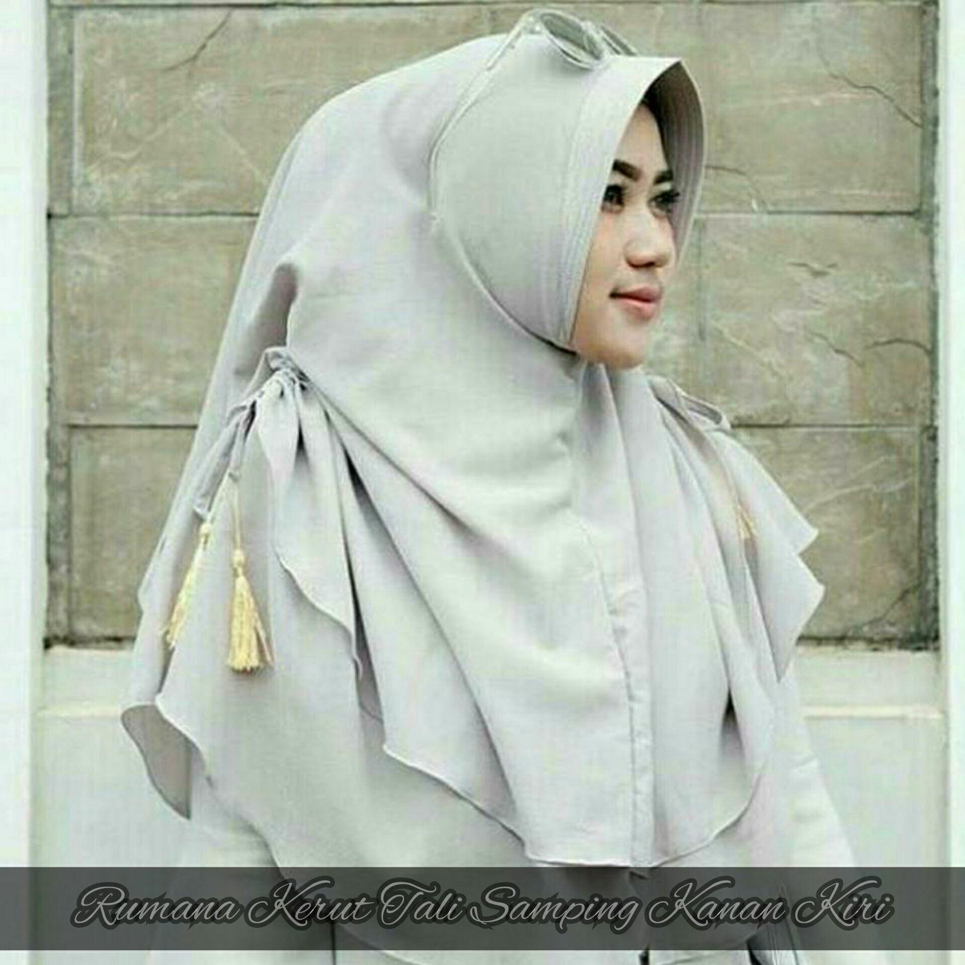 Hijab / Jilbab / Kerudung Rumana Kerut Tali Samping Kanan Kiri