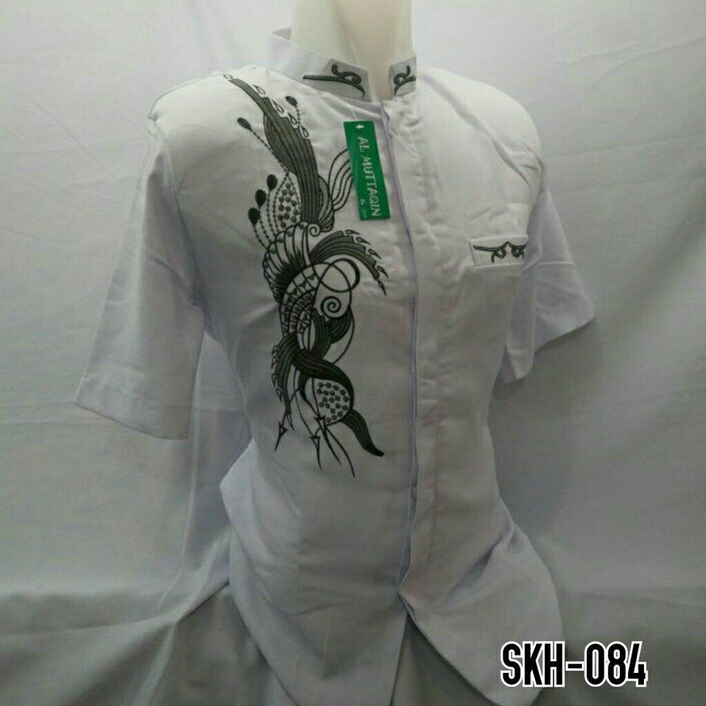 Produsen Konveksi Grosir Ecer Baju Muslim Gamis Baju Koko Bordir Jasko Jas Koko Putih Lengan Pendek Al Muttaqin SKH 084 di lapak Al Muttaqin Collection produsenbajukoko