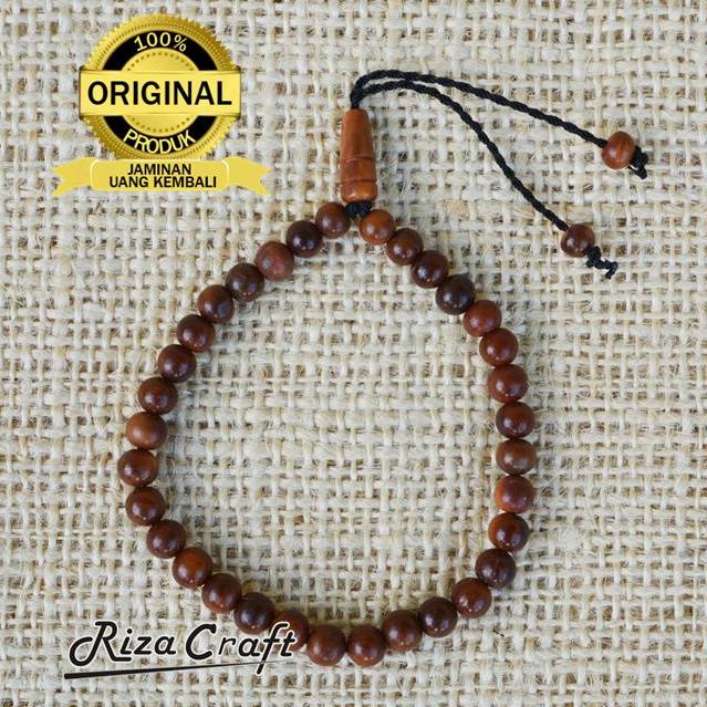 Gelang Tasbih Kayu Kokka Kaukah Fuqaha Bulat Coklat Asli Turki 33 Butir. Bersertifikat