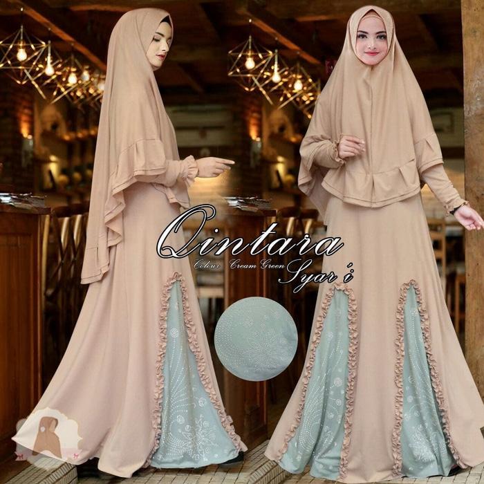 Kenzmal- Maxi Gamis Dress Baju Muslim Wanita Queenara Syari Premium Brown-Green