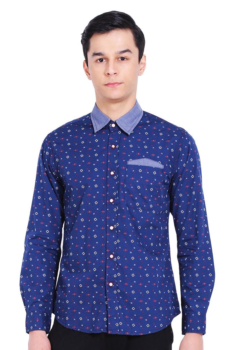 Lois Pakaian Atasan Kemeja Pria Kemeja KL751 Navy