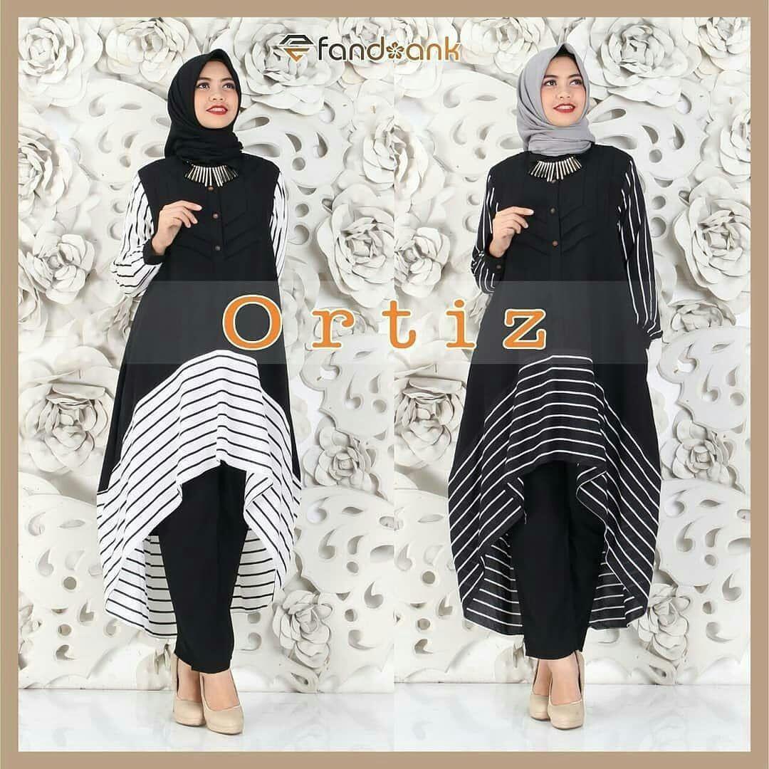 Setelan Ortiz Set Balotelly Mix Spandek Baju Wanita Hijab Trendy Celana Pants + Baju Atasan Panjang Setelan Jumpsuit Pesta Muslim Modern Modis Casual Trendy Baju Model Terbaru