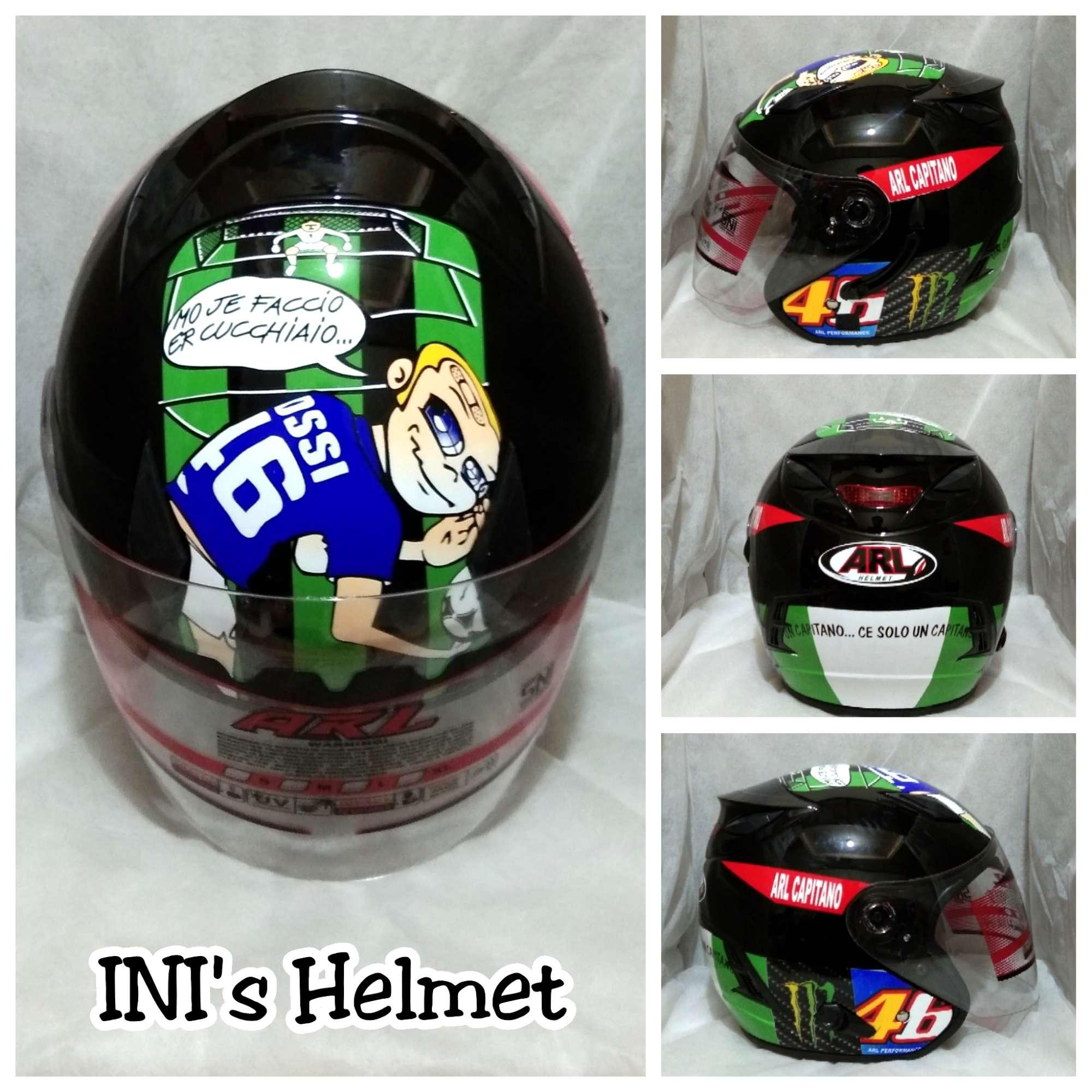 Helm ARL Centro Double Visor 2 Kaca Motif Hitam Rossi - SNI - INIs Mart Jakarta