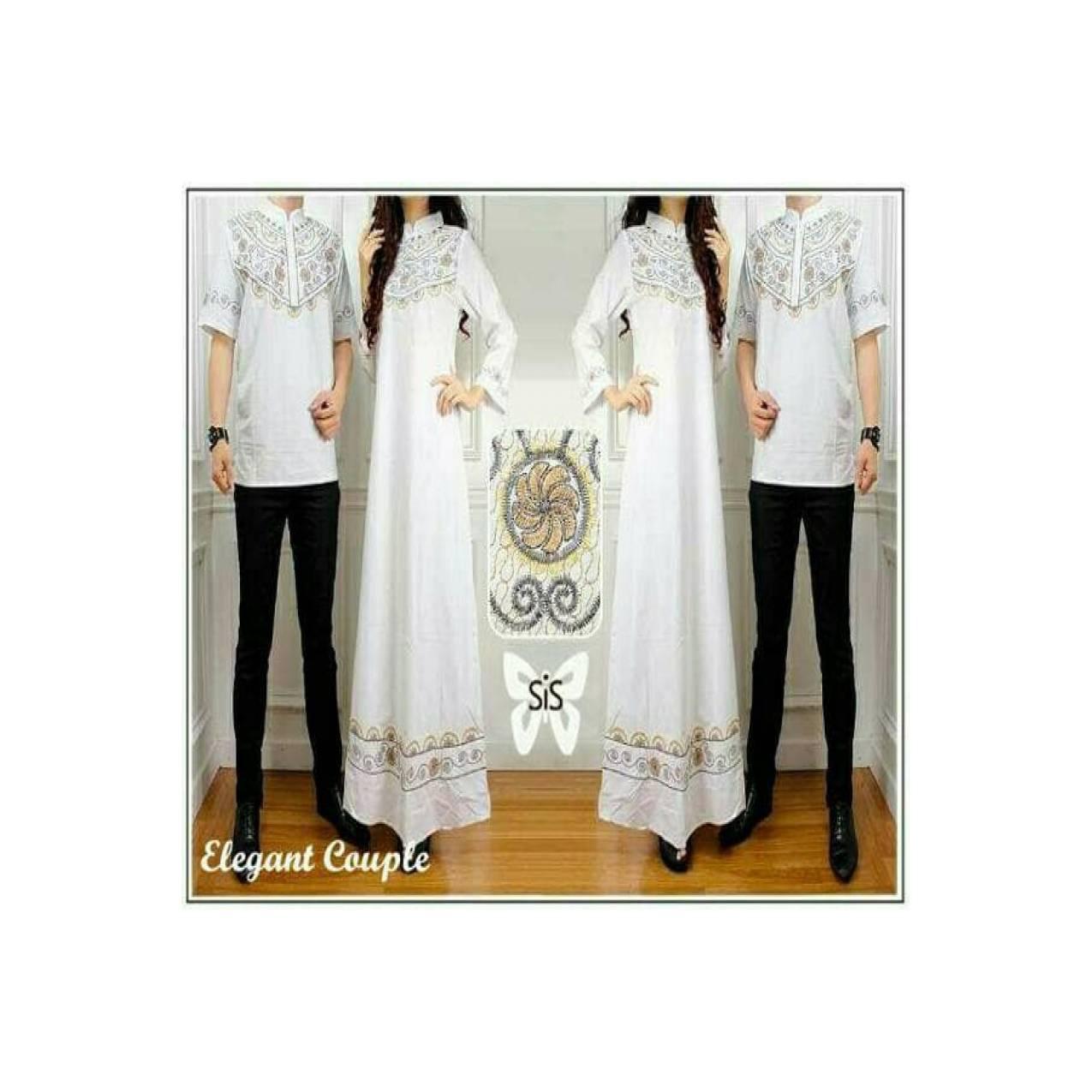 PROMO elegan couple putih / baju pasangan bahan katun / gamis