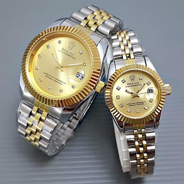 Jam tangan couple pria wanita Rolex kw super jtr 167 silver gold