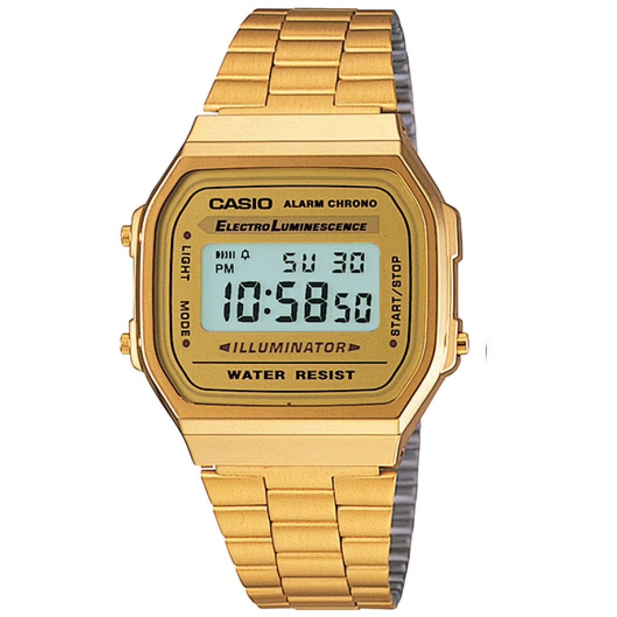 Casio Retro - Jam Tangan Pria - Gold-Gold - Stainless Steel - A168WG-9WDF